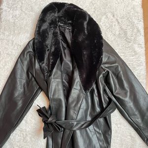 faux leather coat from Prettylittlething